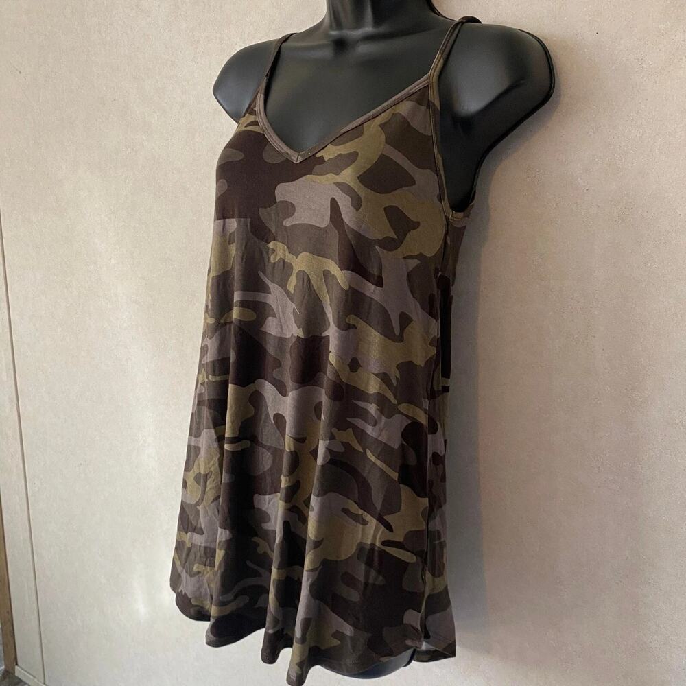 Zenana Outfitters Camouflage Print Reversible Spaghetti Cami Tank top Dress LRGE - Picture 4 of 5